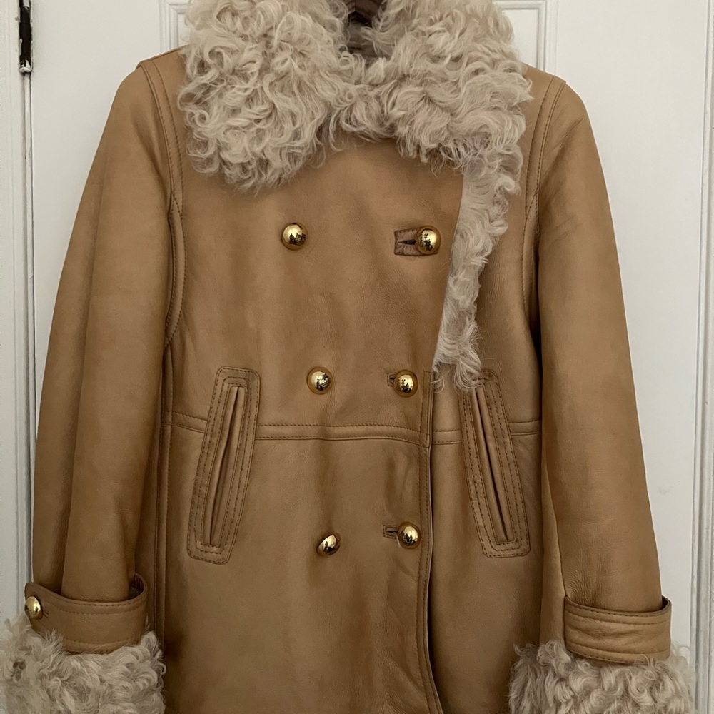 Coach Tan Shearling Pea Coat
